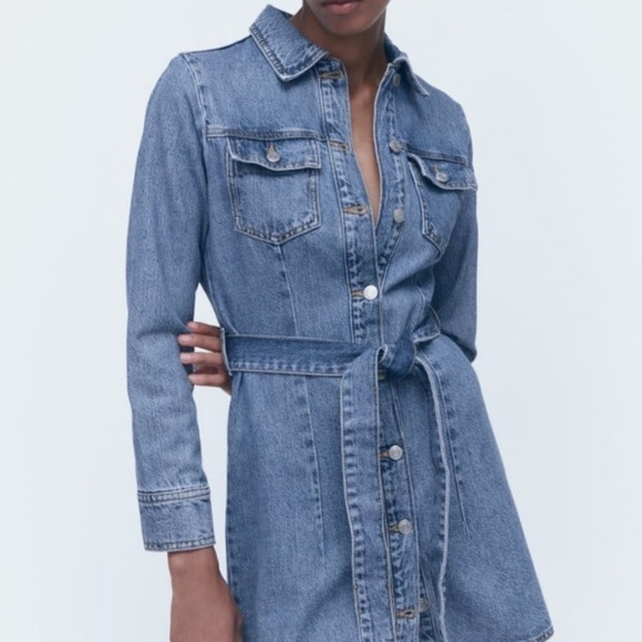Zara Denim Long Sleeve Dress - Picture 12 of 16